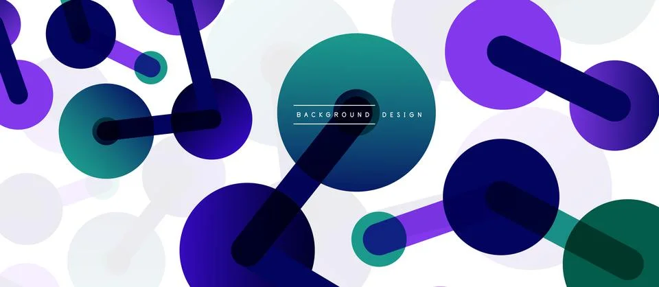 Abstract background. Round dots connected by lines. Trendy techno business Illustrazione stock