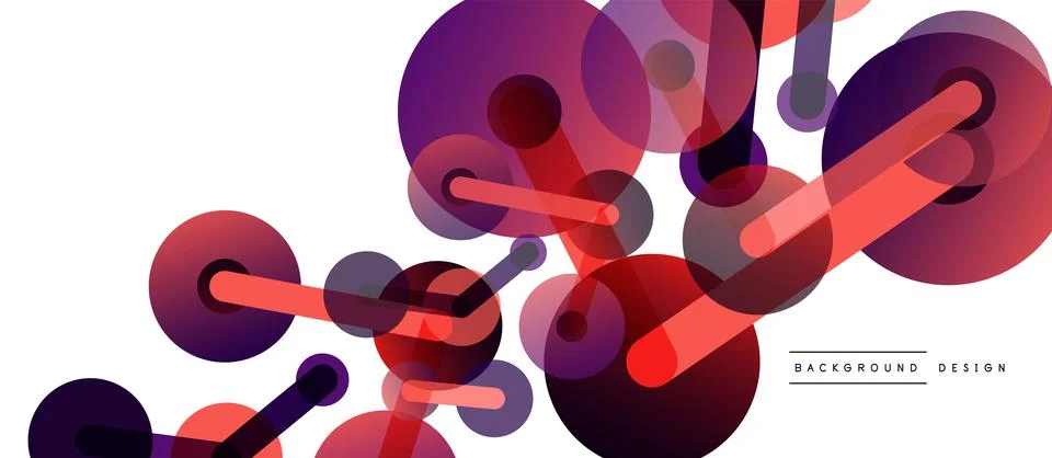 Abstract background. Round dots connected by lines. Trendy techno business Stockillustratie