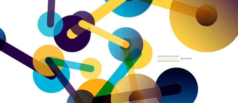 Abstract background. Round dots connected by lines. Trendy techno business Stock Illustration
