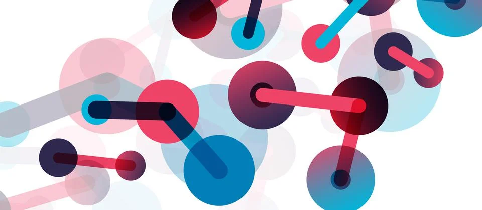 Abstract background. Round dots connected by lines. Trendy techno business 스톡 일러스트