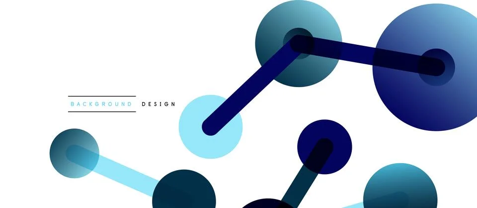 Abstract background. Round dots connected by lines. Trendy techno business Illustrazione stock