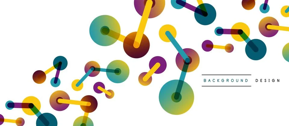 Abstract background. Round dots connected by lines. Trendy techno business Stock Illustration