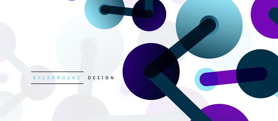 Abstract background. Round dots connected by lines. Trendy techno business Stockillustratie