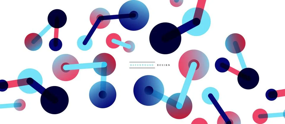 Abstract background. Round dots connected by lines. Trendy techno business Illustrazione stock