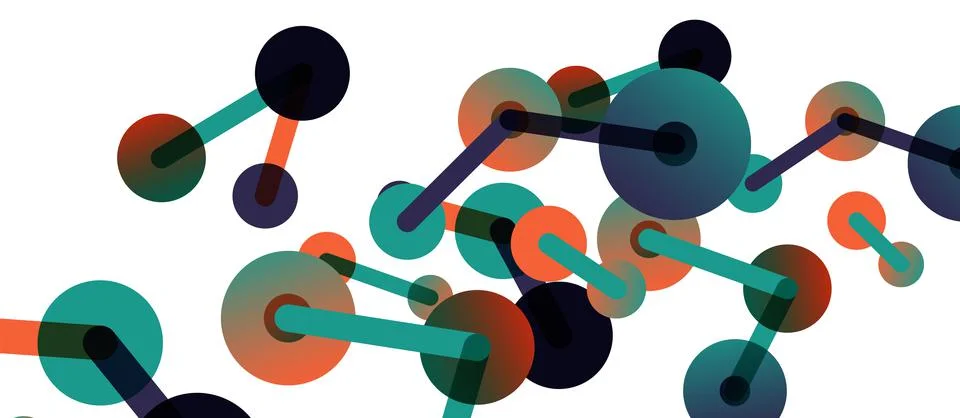 Abstract background. Round dots connected by lines. Trendy techno business Stock Illustration