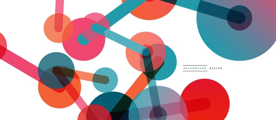 Abstract background. Round dots connected by lines. Trendy techno business Stock Illustration