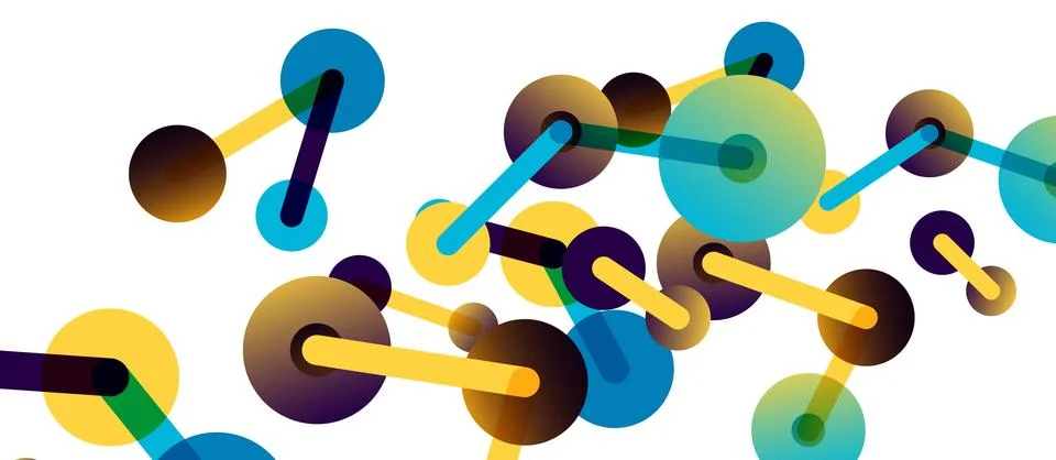 Abstract background. Round dots connected by lines. Trendy techno business 스톡 일러스트