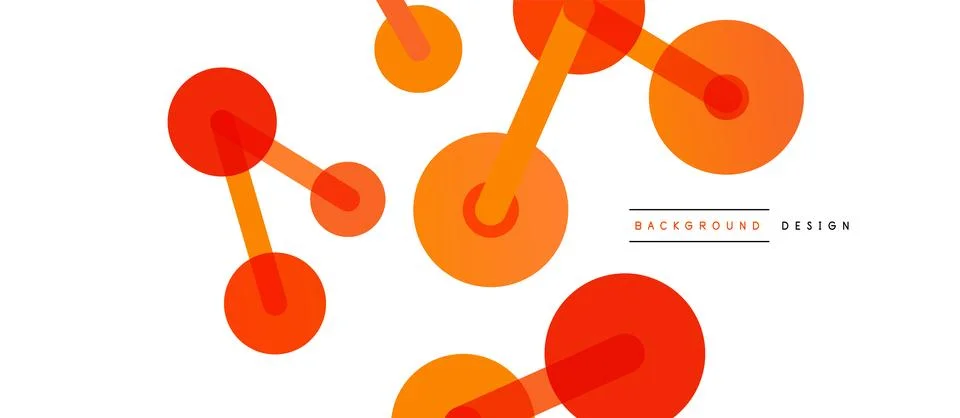 Abstract background. Round dots connected by lines. Trendy techno business Illustrazione stock