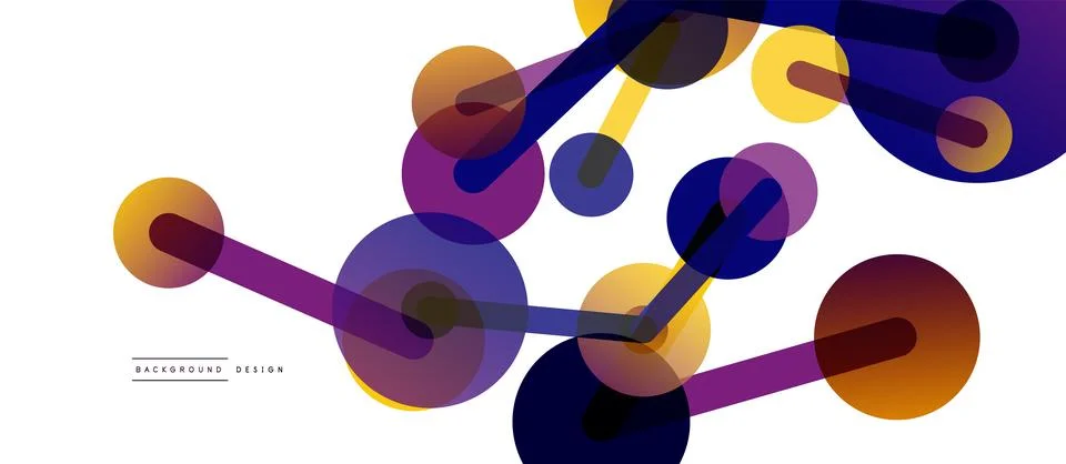 Abstract background. Round dots connected by lines. Trendy techno business Illustrazione stock
