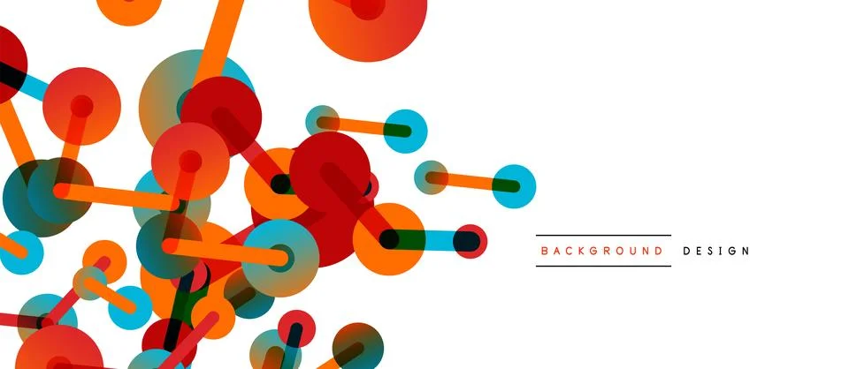 Abstract background. Round dots connected by lines. Trendy techno business 库存插图