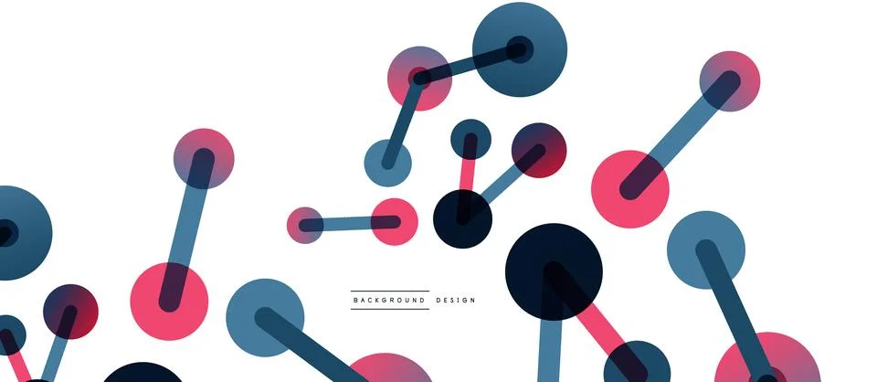 Abstract background. Round dots connected by lines. Trendy techno business Stock Illustration