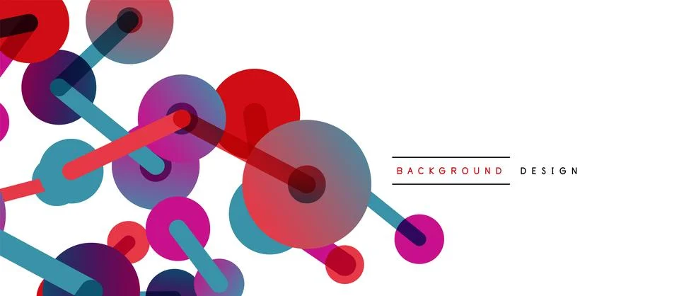 Abstract background. Round dots connected by lines. Trendy techno business Illustrazione stock