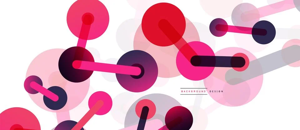 Abstract background. Round dots connected by lines. Trendy techno business Stockillustratie