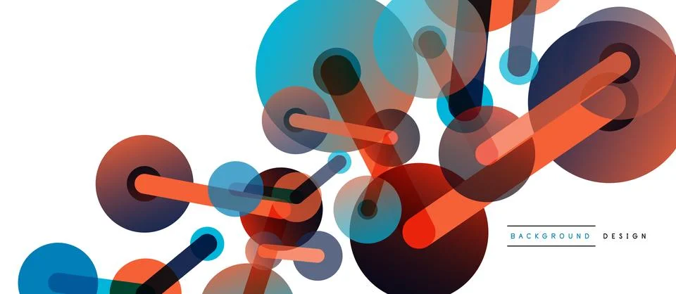 Abstract background. Round dots connected by lines. Trendy techno business Illustrazione stock