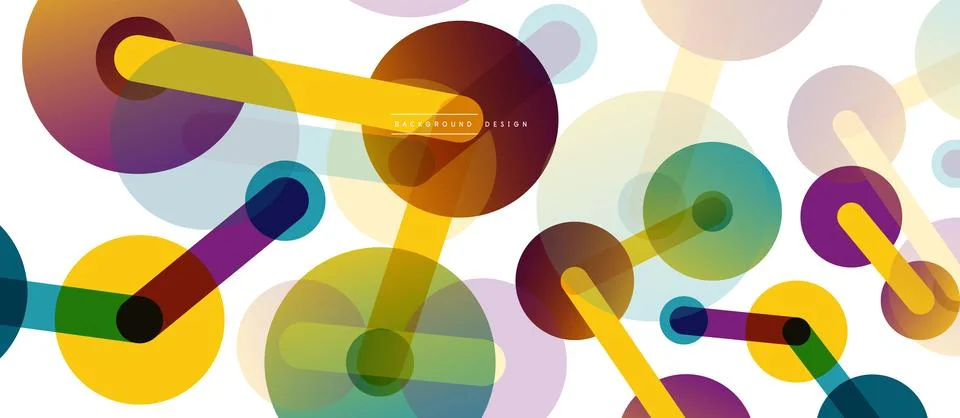Abstract background. Round dots connected by lines. Trendy techno business Illustrazione stock