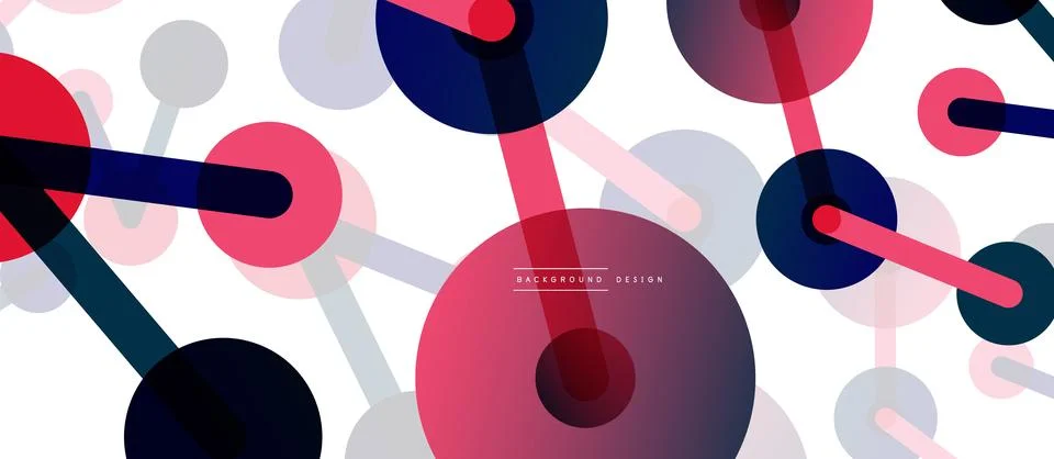 Abstract background. Round dots connected by lines. Trendy techno business Illustrazione stock