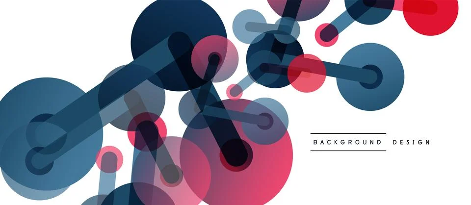 Abstract background. Round dots connected by lines. Trendy techno business Stock Illustration