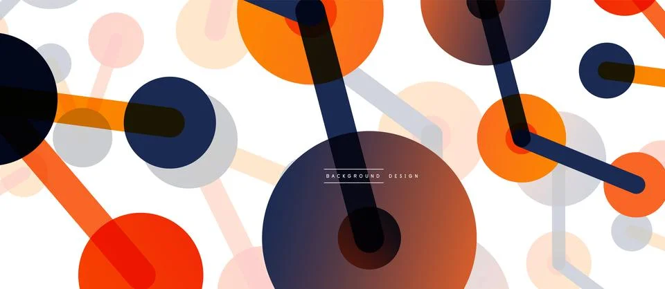 Abstract background. Round dots connected by lines. Trendy techno business Stock Illustration
