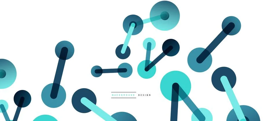 Abstract background. Round dots connected by lines. Trendy techno business Stock Illustration
