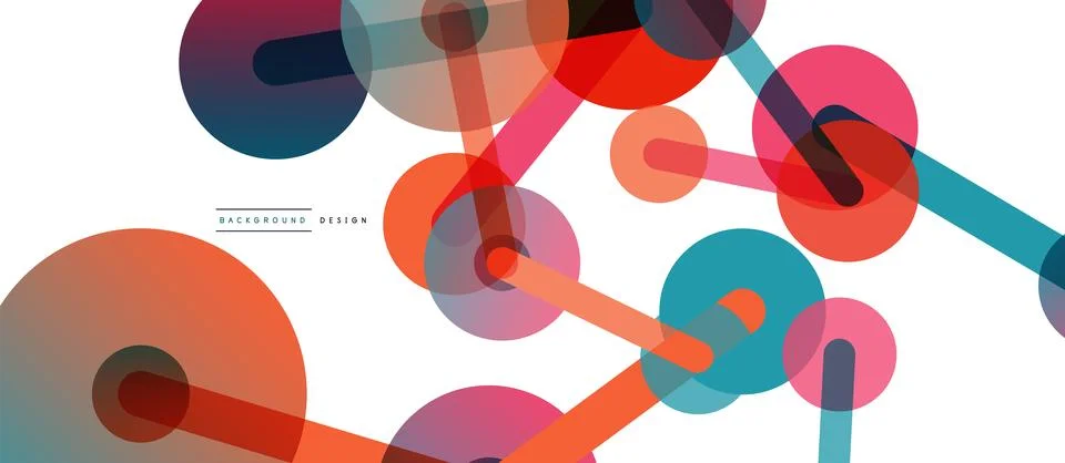 Abstract background. Round dots connected by lines. Trendy techno business Stock Illustration