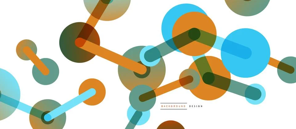 Abstract background. Round dots connected by lines. Trendy techno business Stock Illustration