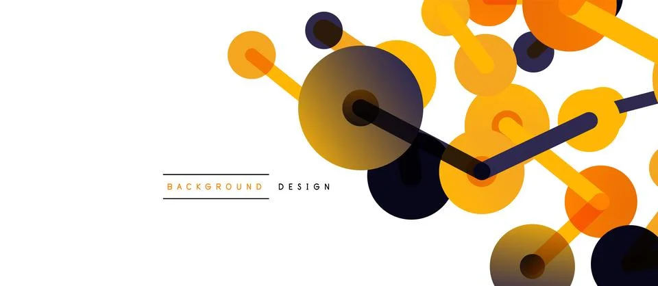 Abstract background. Round dots connected by lines. Trendy techno business Stock Illustration
