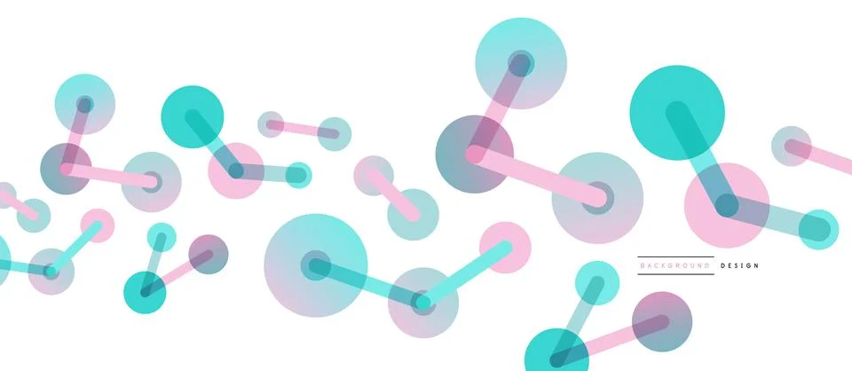 Abstract background. Round dots connected by lines. Trendy techno business Illustrazione stock