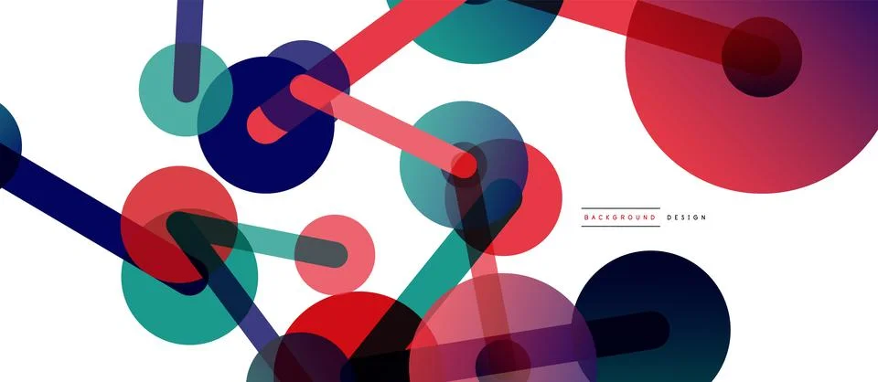 Abstract background. Round dots connected by lines. Trendy techno business Stock Illustration