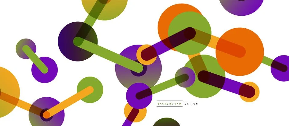 Abstract background. Round dots connected by lines. Trendy techno business Stock Illustration