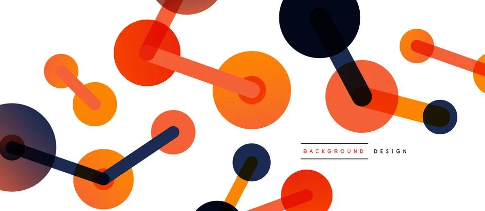 Abstract background. Round dots connected by lines. Trendy techno business Stock Illustration