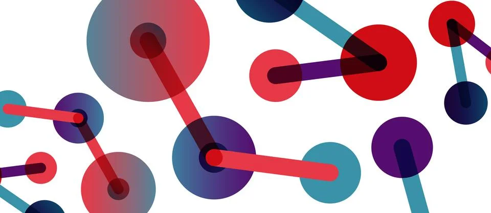 Abstract background. Round dots connected by lines. Trendy techno business Stock Illustration