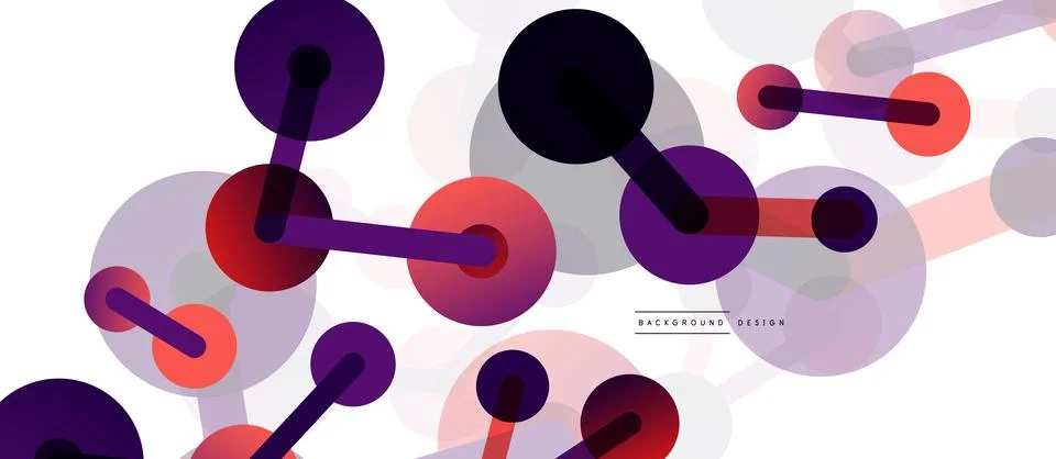Abstract background. Round dots connected by lines. Trendy techno business Stock Illustration