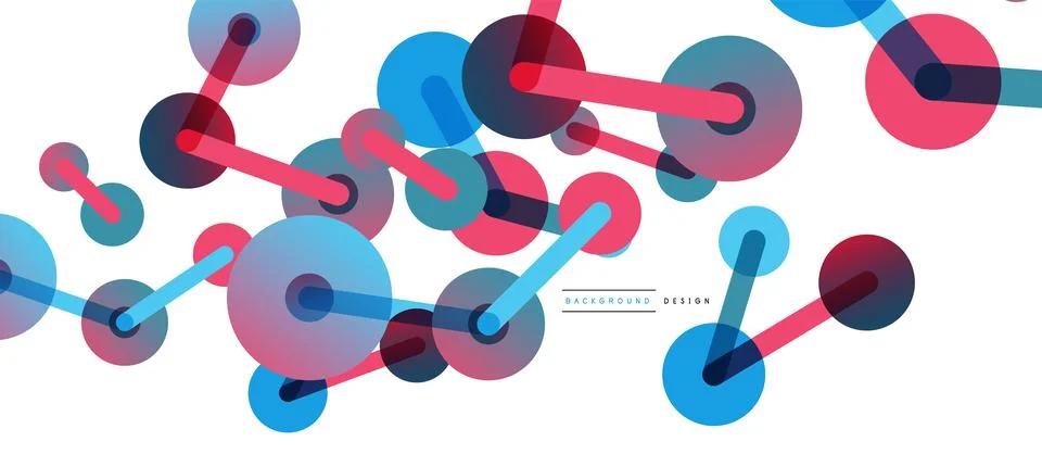 Abstract background. Round dots connected by lines. Trendy techno business Stock Illustration