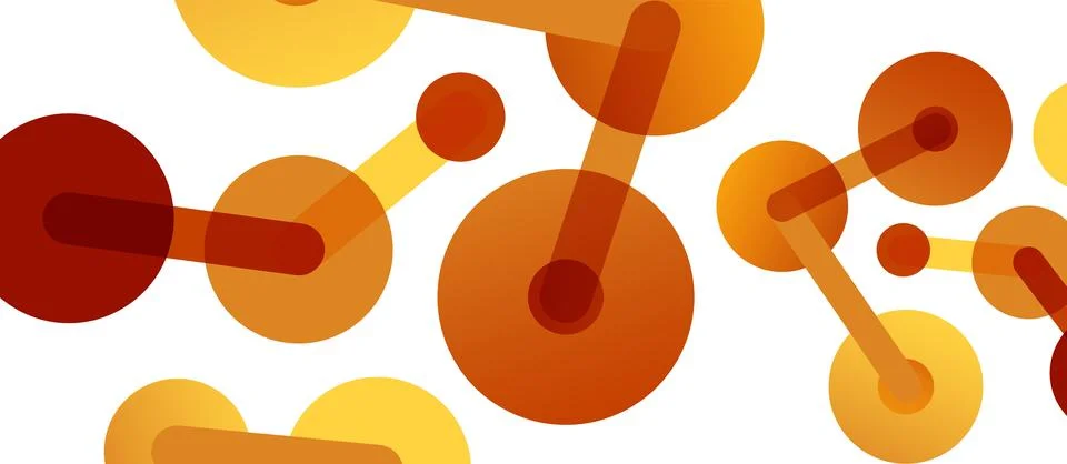 Abstract background. Round dots connected by lines. Trendy techno business Illustrazione stock