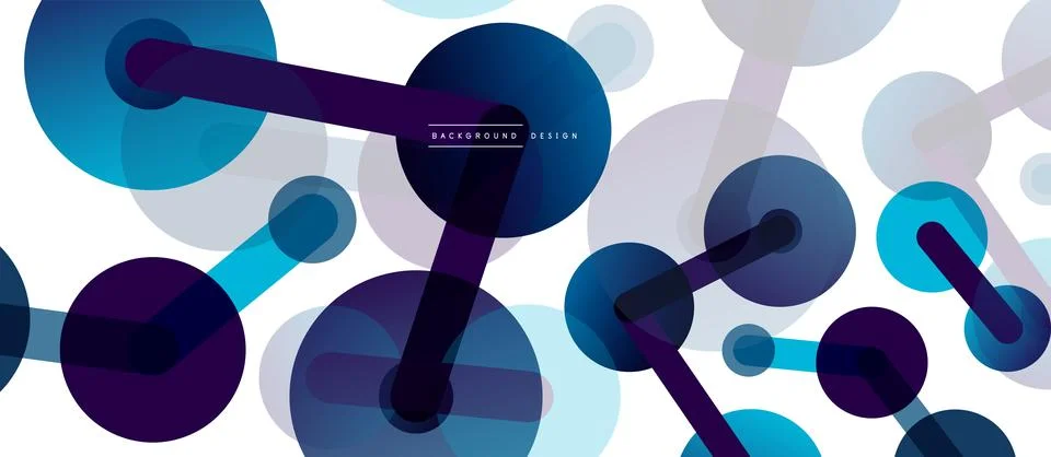 Abstract background. Round dots connected by lines. Trendy techno business Stock Illustration