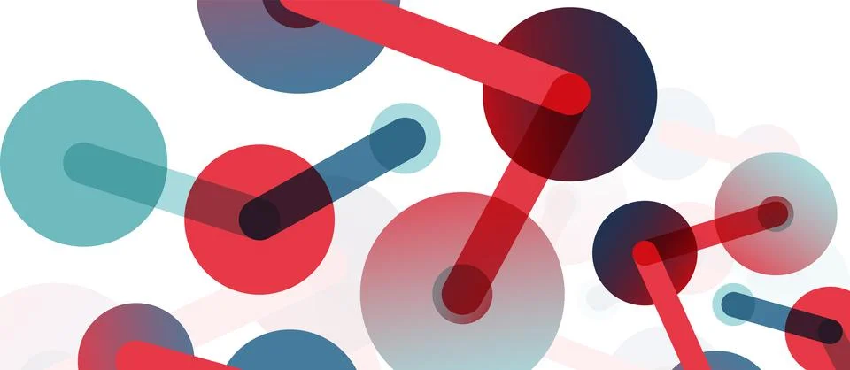 Abstract background. Round dots connected by lines. Trendy techno business Stock Illustration