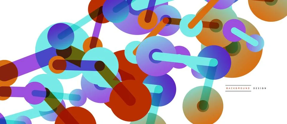 Abstract background. Round dots connected by lines. Trendy techno business Stock Illustration