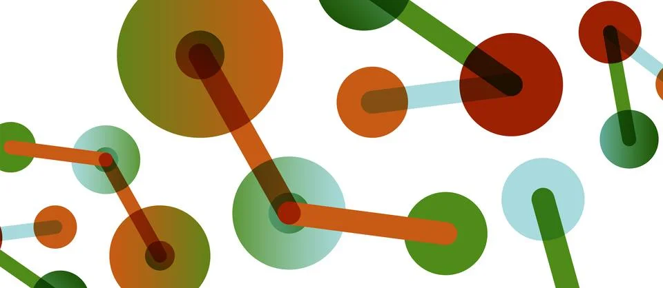 Abstract background. Round dots connected by lines. Trendy techno business Stock Illustration