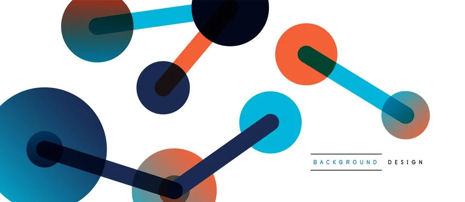 Abstract background. Round dots connected by lines. Trendy techno business Stock Illustration