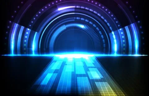 Abstract background of round futuristic technology user interface screen hud Stock Illustration