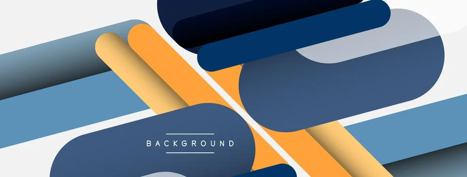 Abstract background. Round shapes, lines compositions on grey backdrop. Vector Stock Illustration