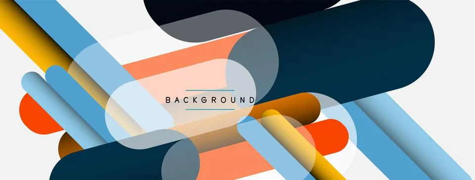 Abstract background. Round shapes, lines compositions on grey backdrop. Vector Stock Illustration