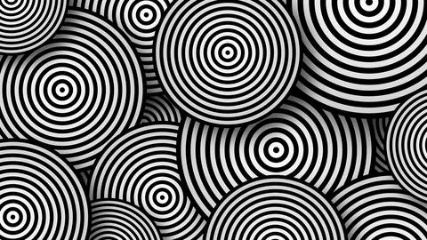 Abstract background from round shapes. Rotating black and white spirals. Stock Illustration