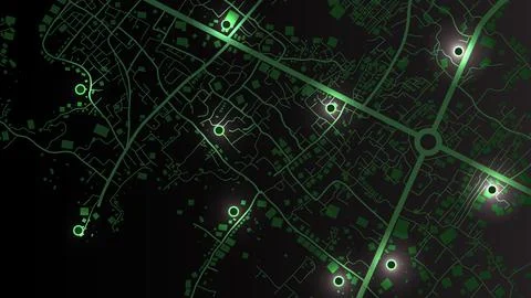 Abstract background of route navigation location map with construction buildi Illustrazione stock