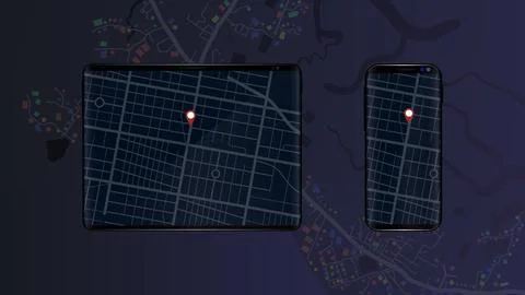 Abstract background of route navigation location map with color constructio.. Ilustración de archivo