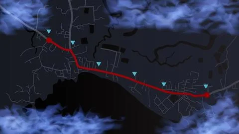 Abstract background of route racetrack navigation location map with checkpoin 스톡 일러스트