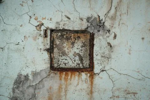 Abstract background, rusty frame on cracked, vintage wall - Stock Photos