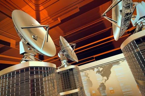 Abstract background with satellite antennas Stock Illustration