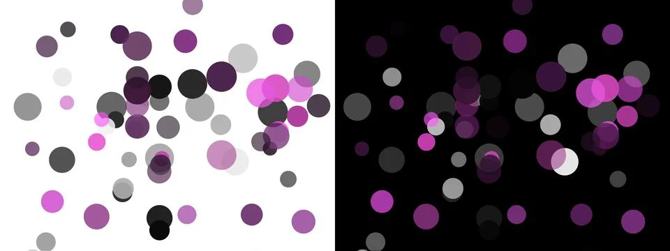 Abstract background with scattered translucent circles in shades of purple and Stock Illustration