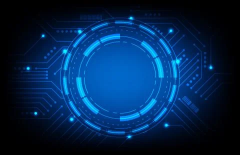Abstract background of sci fi hud ui with blue Printed Circuit Board Stock Illustration